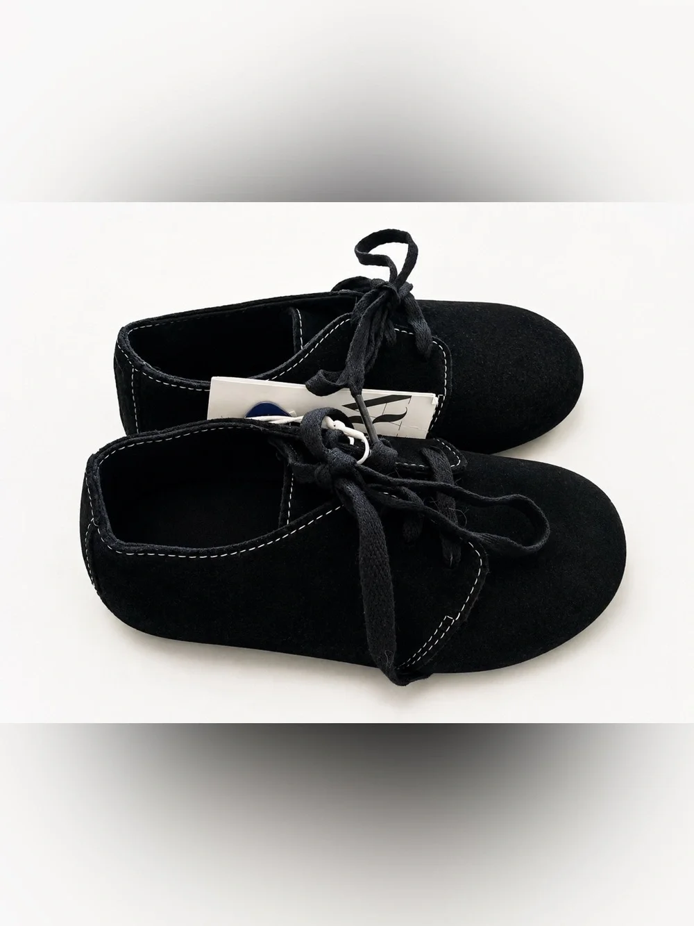NWT Zara Baby Black Oxford Shoes Lace Up Unisex Toddler Size 23 EU Dress Shoes